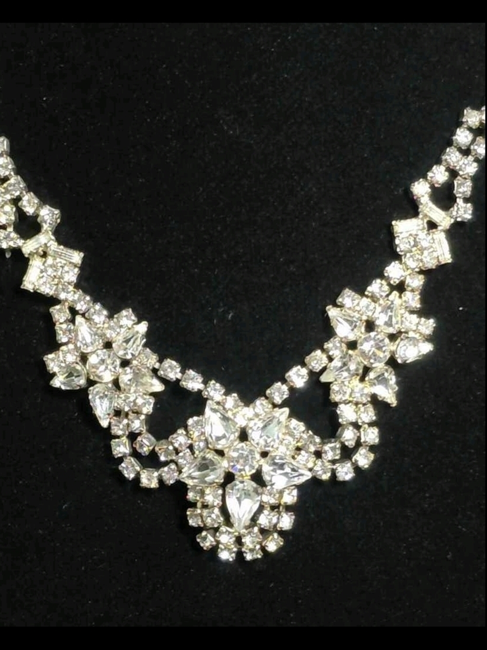 Bridal Clear Crystal Necklace in Silver Tone